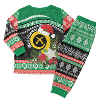 Vanuatu Pig's Tusk Meri Krismas! Christmas Pajama Set Vanuatuan Sand Drawing Pattern LT9 - Polynesian Pride