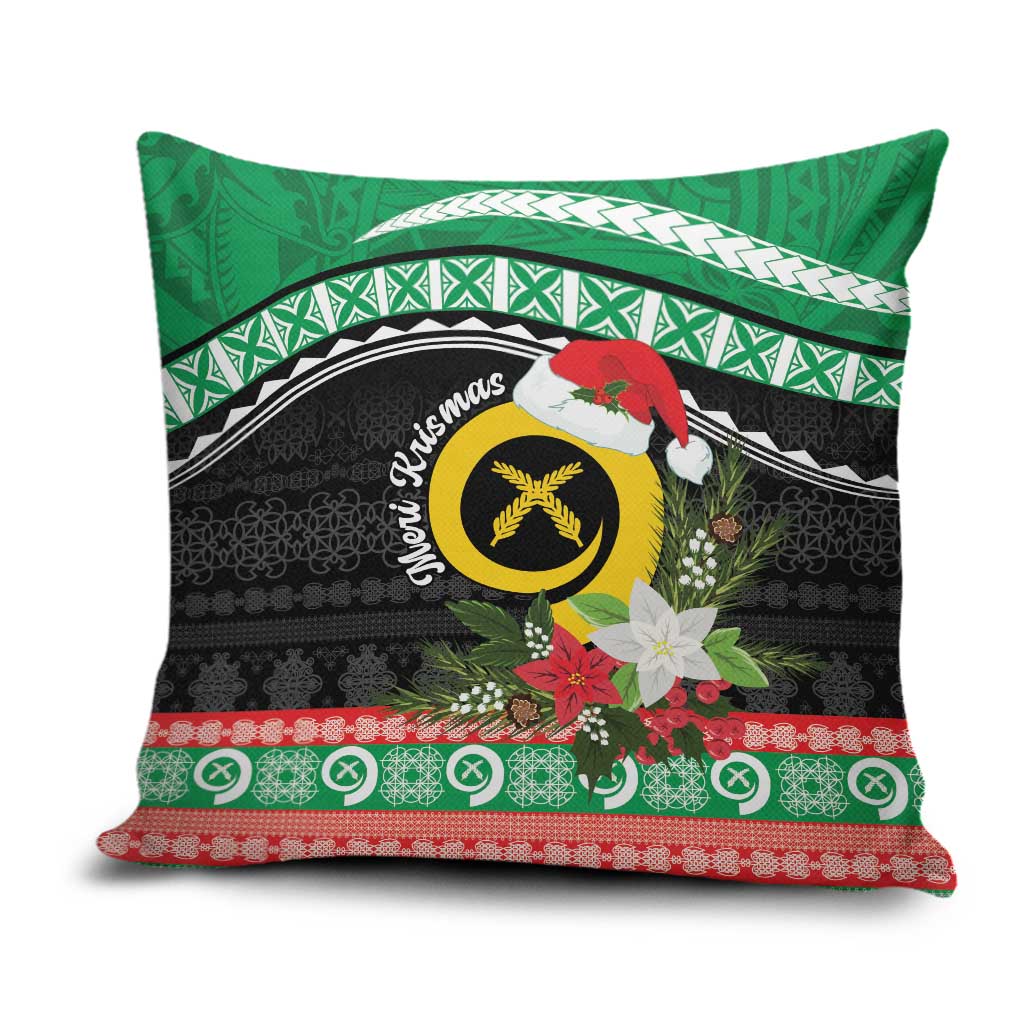 Vanuatu Pig's Tusk Meri Krismas! Pillow Cover Vanuatuan Sand Drawing Pattern - Polynesian Pride