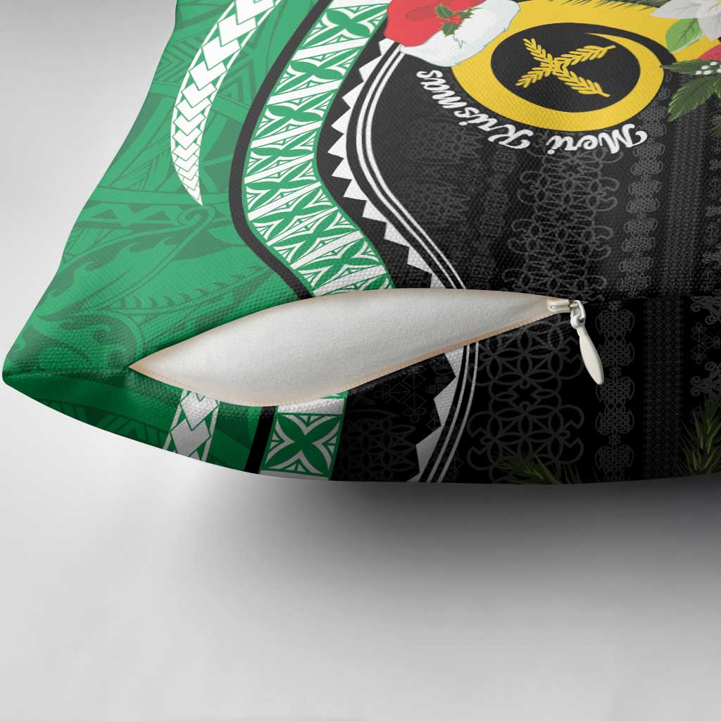 Vanuatu Pig's Tusk Meri Krismas! Pillow Cover Vanuatuan Sand Drawing Pattern - Polynesian Pride