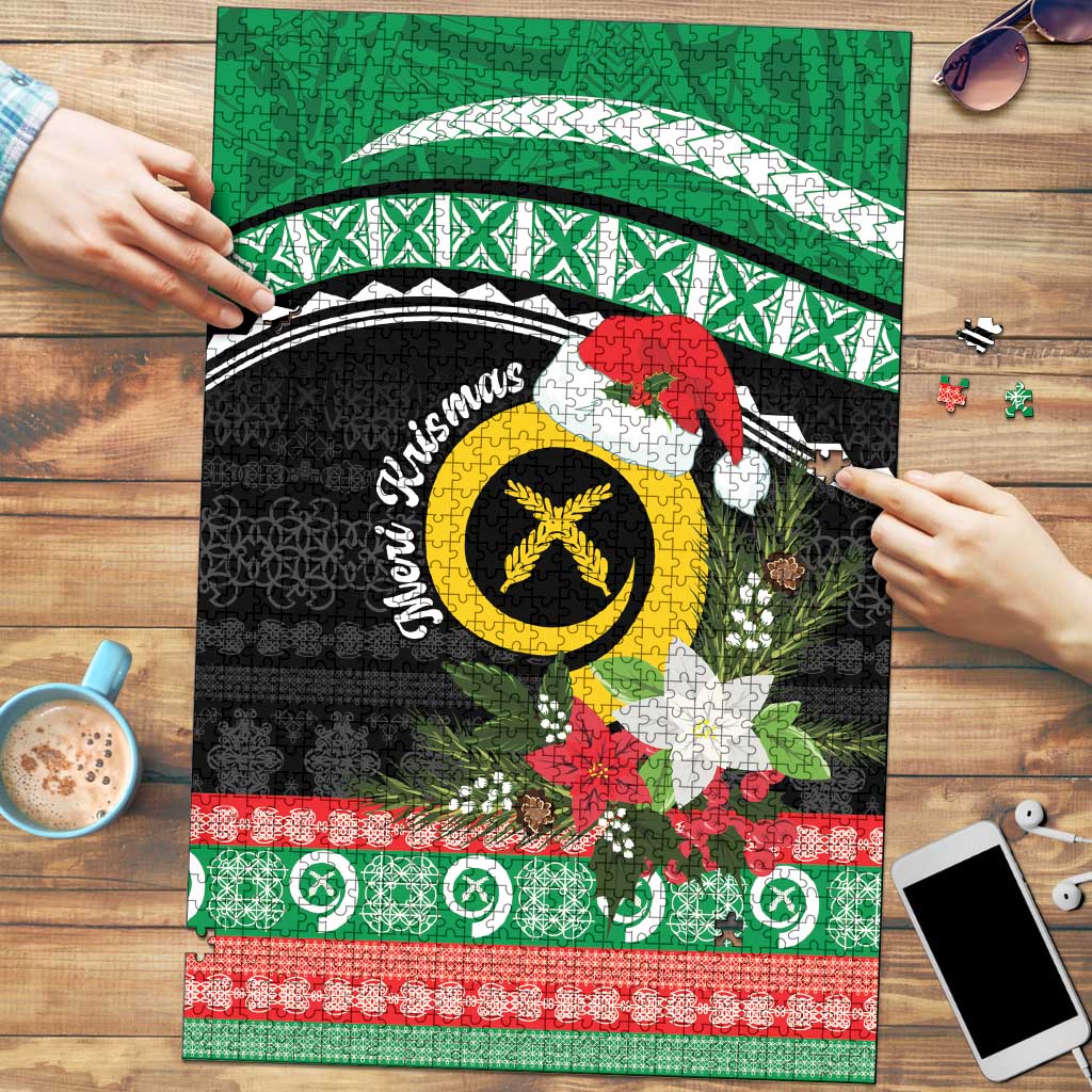 Vanuatu Pig's Tusk Meri Krismas! Puzzle Vanuatuan Sand Drawing Pattern - Polynesian Pride