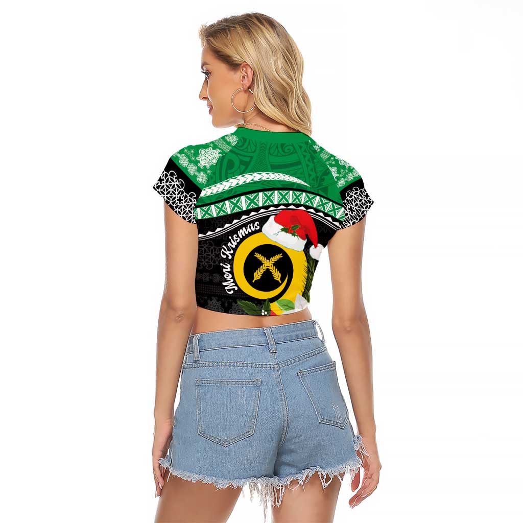 Vanuatu Pig's Tusk Meri Krismas! Raglan Cropped T Shirt Vanuatuan Sand Drawing Pattern LT9 - Polynesian Pride