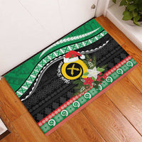 Vanuatu Pig's Tusk Meri Krismas! Rubber Doormat Vanuatuan Sand Drawing Pattern - Polynesian Pride