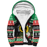Vanuatu Pig's Tusk Meri Krismas! Sherpa Hoodie Vanuatuan Sand Drawing Pattern LT9 Unisex Green - Polynesian Pride