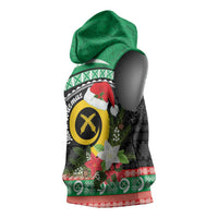 Vanuatu Pig's Tusk Meri Krismas! Sleeveless Hoodie Vanuatuan Sand Drawing Pattern - Polynesian Pride