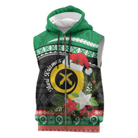 Vanuatu Pig's Tusk Meri Krismas! Sleeveless Zip Hoodie Vanuatuan Sand Drawing Pattern - Polynesian Pride
