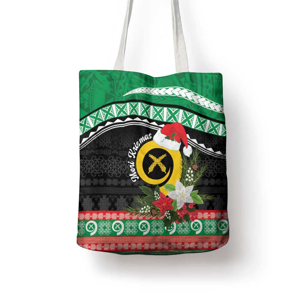 Vanuatu Pig's Tusk Meri Krismas! Tote Bag Vanuatuan Sand Drawing Pattern - Polynesian Pride