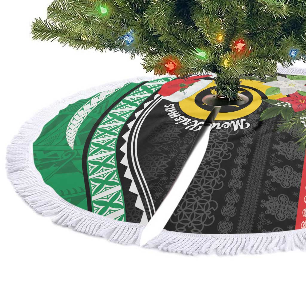 Vanuatu Pig's Tusk Meri Krismas! Tree Skirt Vanuatuan Sand Drawing Pattern LT9 - Polynesian Pride