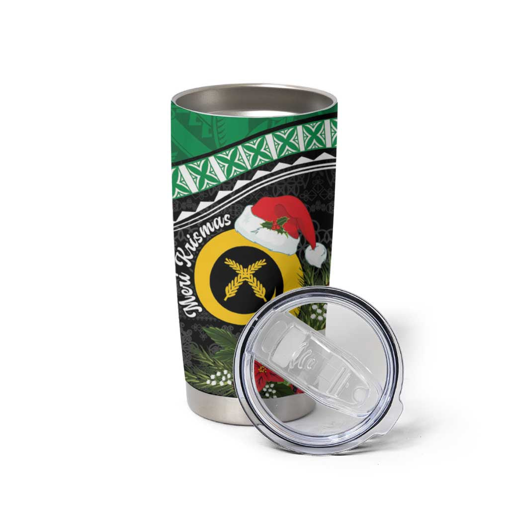 Vanuatu Pig's Tusk Meri Krismas! Tumbler Cup Vanuatuan Sand Drawing Pattern - Polynesian Pride