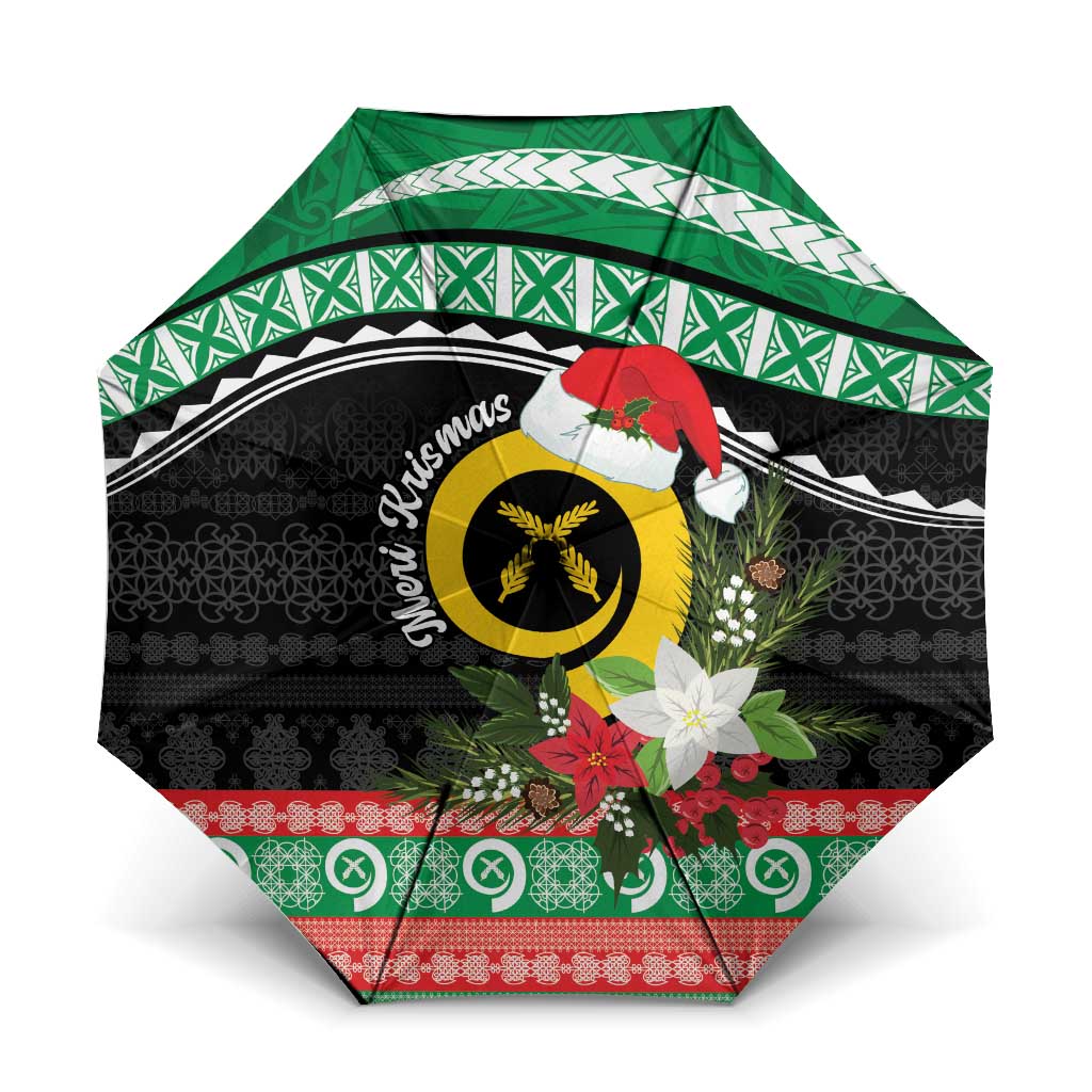 Vanuatu Pig's Tusk Meri Krismas! Umbrella Vanuatuan Sand Drawing Pattern - Polynesian Pride