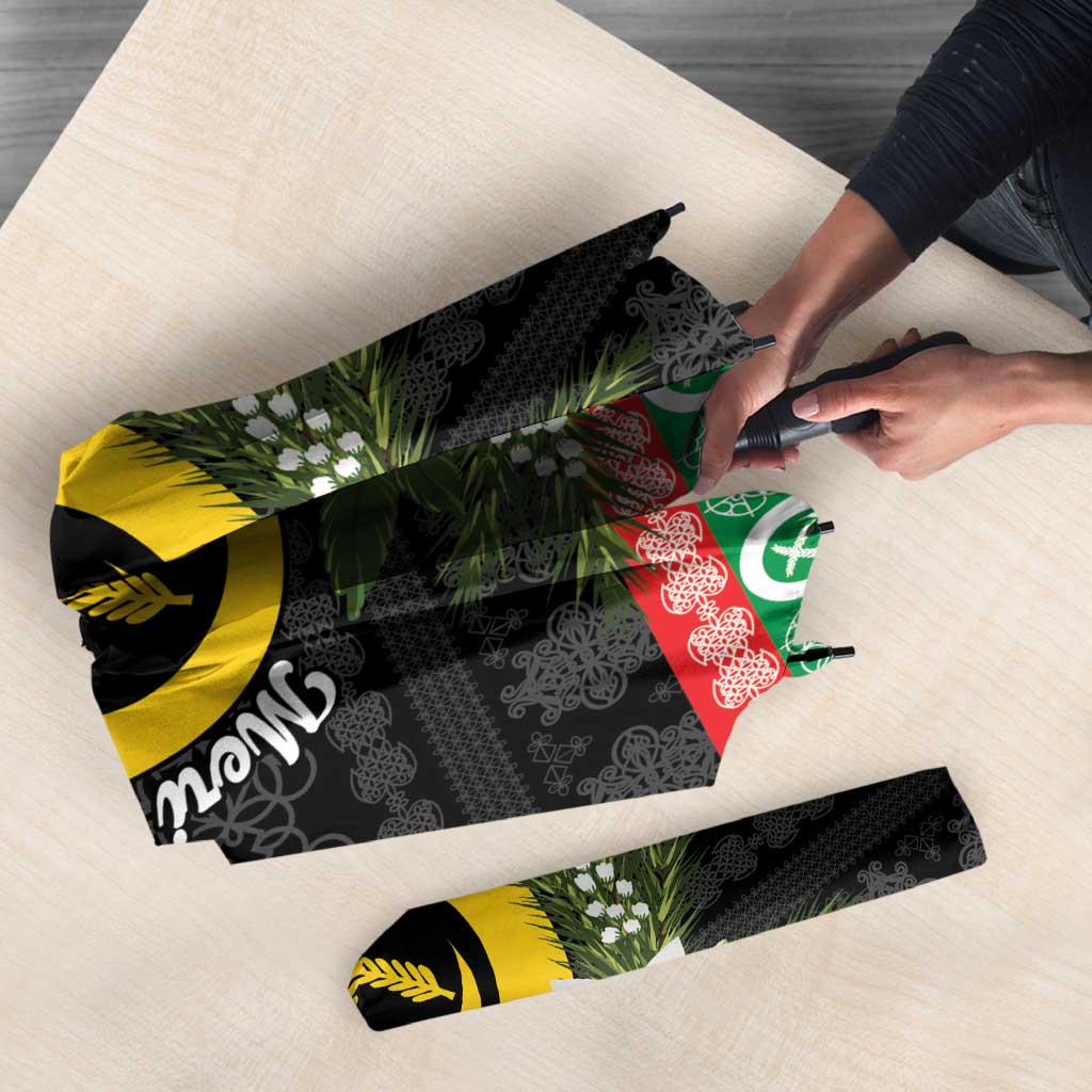 Vanuatu Pig's Tusk Meri Krismas! Umbrella Vanuatuan Sand Drawing Pattern - Polynesian Pride