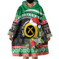 Vanuatu Pig's Tusk Meri Krismas! Wearable Blanket Hoodie Vanuatuan Sand Drawing Pattern - Polynesian Pride