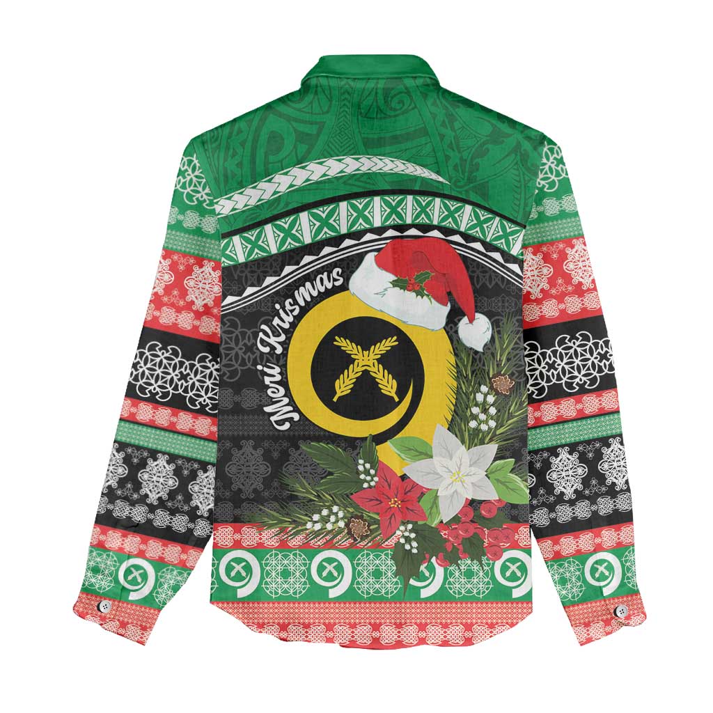 Vanuatu Pig's Tusk Meri Krismas! Women Casual Shirt Vanuatuan Sand Drawing Pattern - Polynesian Pride