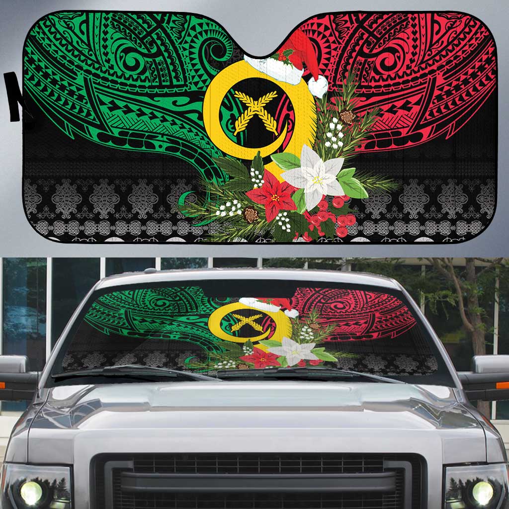 Vanuatu Pig's Tusk Meri Krismas! Auto Sun Shade Vanuatuan Ancient Art Spirit - Polynesian Pride