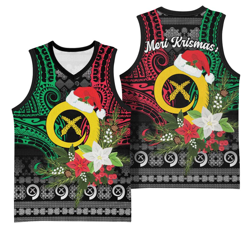 Vanuatu Pig's Tusk Meri Krismas! Basketball Jersey Vanuatuan Ancient Art Spirit - Polynesian Pride