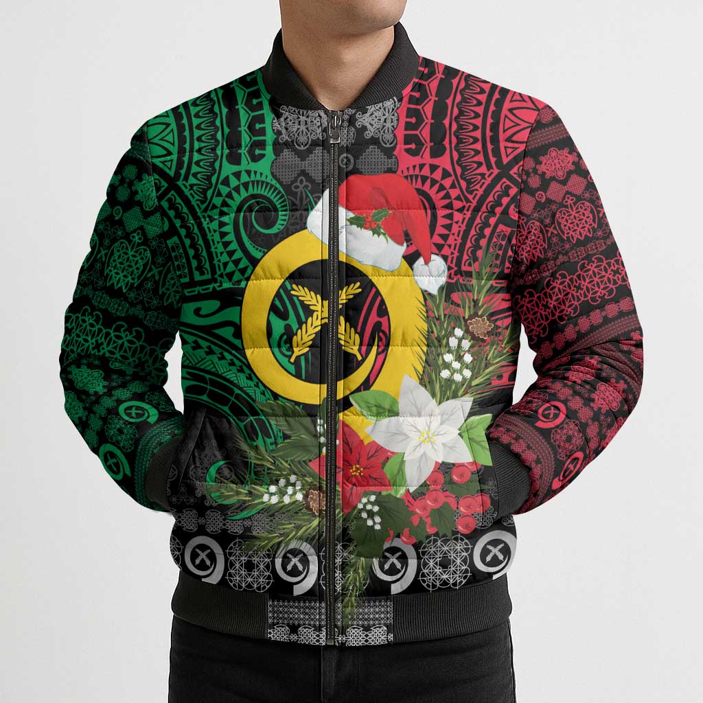 Vanuatu Pig's Tusk Meri Krismas! Bomber Puffer Jacket Vanuatuan Ancient Art Spirit - Polynesian Pride