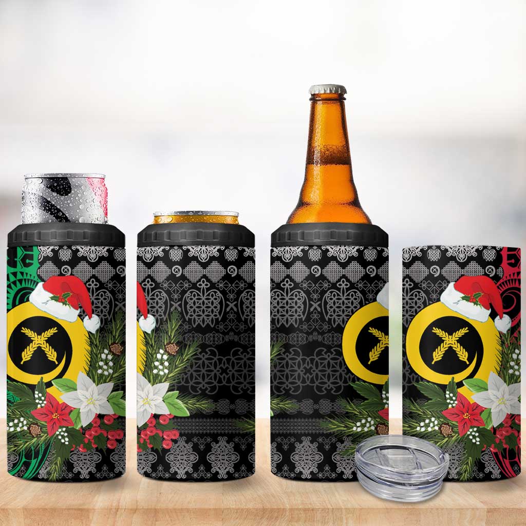Vanuatu Pig's Tusk Meri Krismas! 4 in 1 Can Cooler Tumbler Vanuatuan Ancient Art Spirit - Polynesian Pride