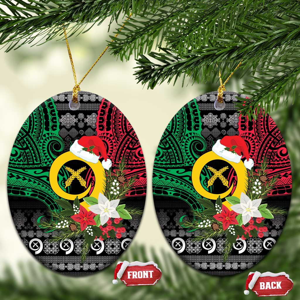 Vanuatu Pig's Tusk Meri Krismas! Ceramic Ornament Vanuatuan Ancient Art Spirit LT9 Oval Black - Polynesian Pride