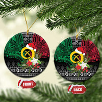 Vanuatu Pig's Tusk Meri Krismas! Ceramic Ornament Vanuatuan Ancient Art Spirit LT9 Circle Black - Polynesian Pride