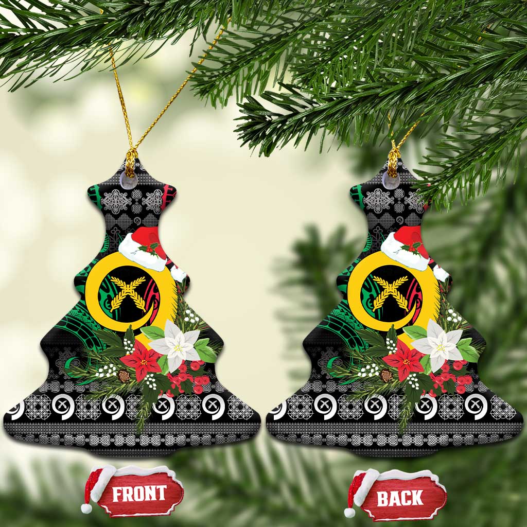 Vanuatu Pig's Tusk Meri Krismas! Ceramic Ornament Vanuatuan Ancient Art Spirit LT9 Christmas Tree Black - Polynesian Pride