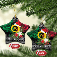 Vanuatu Pig's Tusk Meri Krismas! Ceramic Ornament Vanuatuan Ancient Art Spirit LT9 Star Black - Polynesian Pride