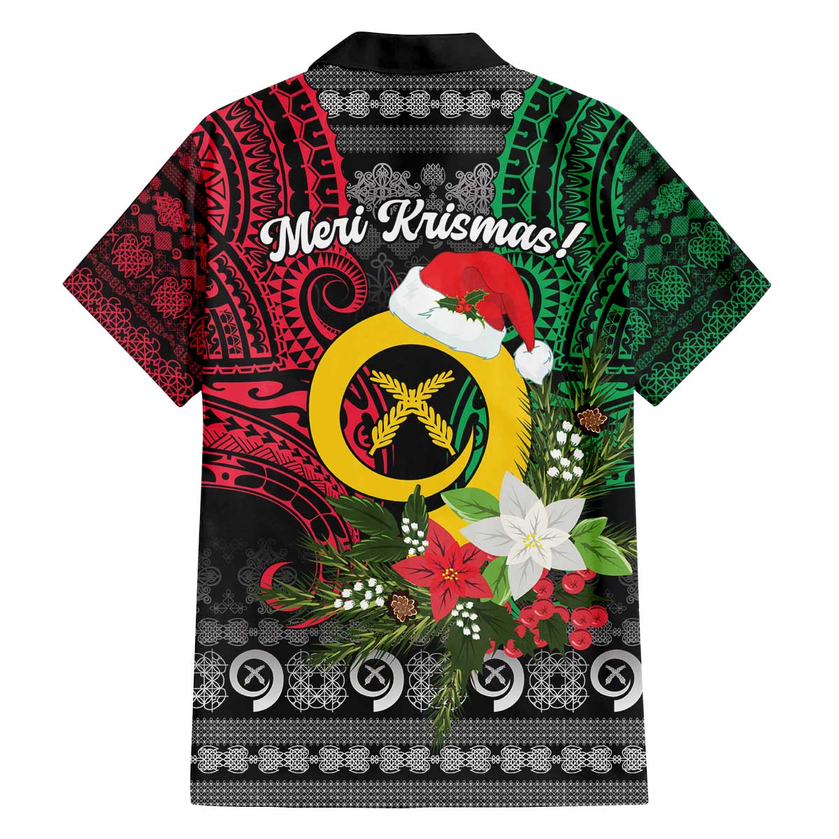 Vanuatu Pig's Tusk Meri Krismas! Family Matching Off The Shoulder Long Sleeve Dress and Hawaiian Shirt Vanuatuan Ancient Art Spirit - Polynesian Pride