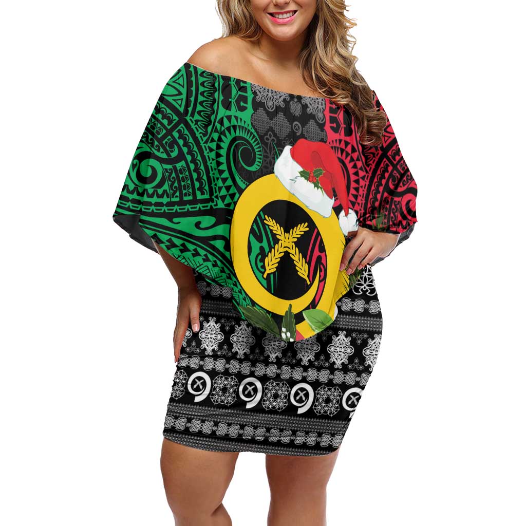 Vanuatu Pig's Tusk Meri Krismas! Family Matching Off Shoulder Short Dress and Hawaiian Shirt Vanuatuan Ancient Art Spirit - Polynesian Pride