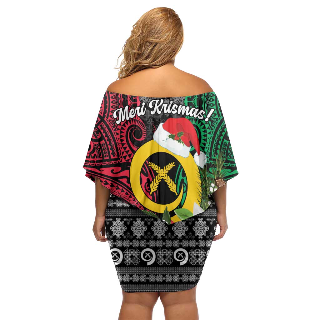 Vanuatu Pig's Tusk Meri Krismas! Family Matching Off Shoulder Short Dress and Hawaiian Shirt Vanuatuan Ancient Art Spirit - Polynesian Pride