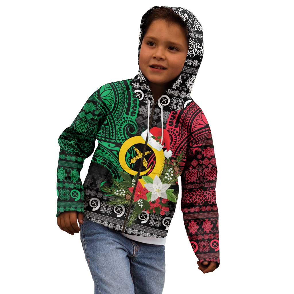 Vanuatu Pig's Tusk Meri Krismas! Kid Hoodie Vanuatuan Ancient Art Spirit - Polynesian Pride