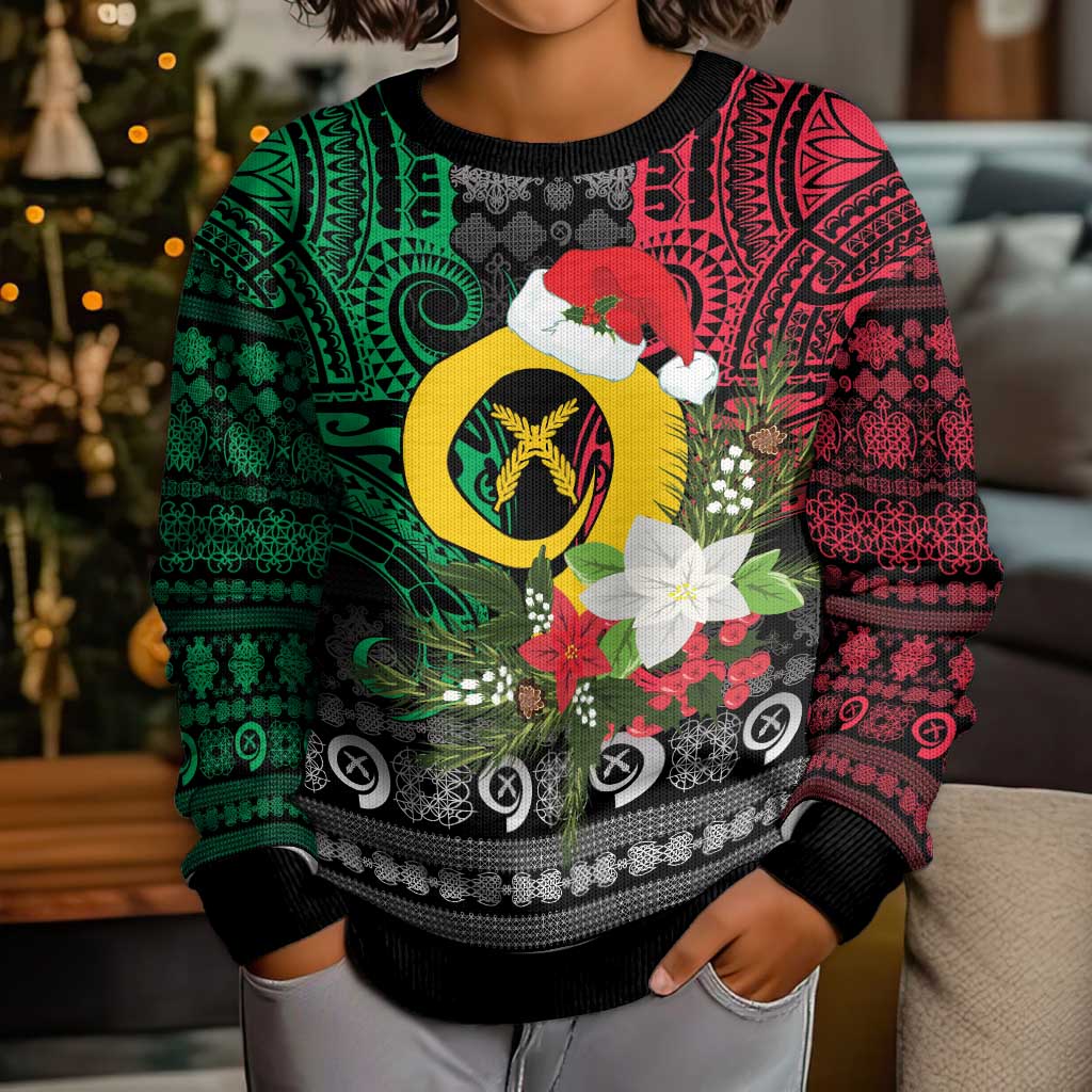 Vanuatu Pig's Tusk Meri Krismas! Kid Ugly Christmas Sweater Vanuatuan Ancient Art Spirit - Polynesian Pride