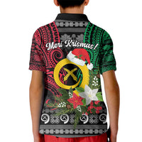 Vanuatu Pig's Tusk Meri Krismas! Kid Polo Shirt Vanuatuan Ancient Art Spirit - Polynesian Pride