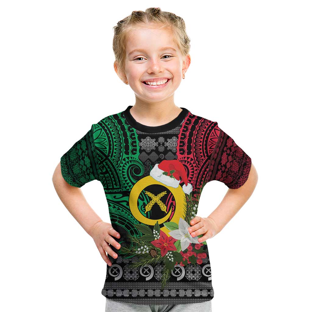 Vanuatu Pig's Tusk Meri Krismas! Kid T Shirt Vanuatuan Ancient Art Spirit - Polynesian Pride