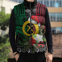 Vanuatu Pig's Tusk Meri Krismas! Sleeveless Puffer Jacket Vanuatuan Ancient Art Spirit - Polynesian Pride