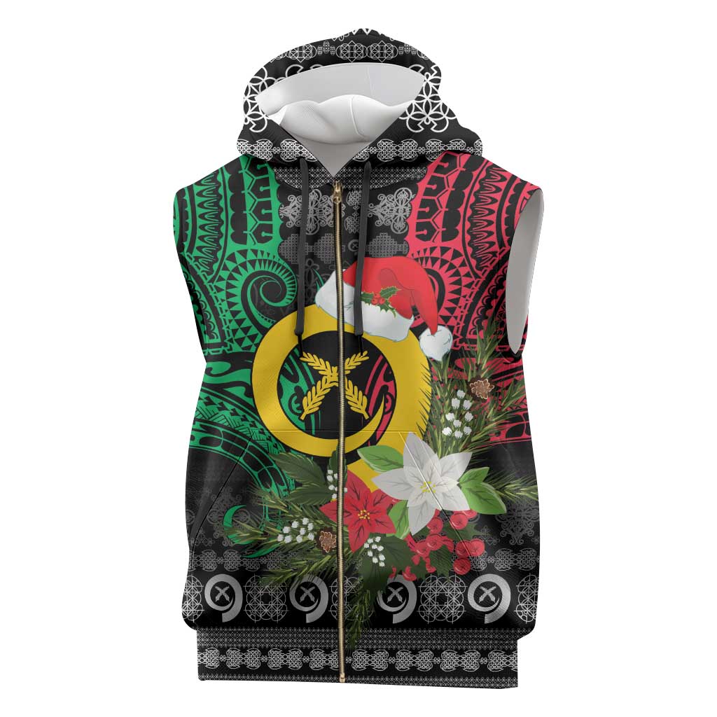 Vanuatu Pig's Tusk Meri Krismas! Sleeveless Zip Hoodie Vanuatuan Ancient Art Spirit - Polynesian Pride