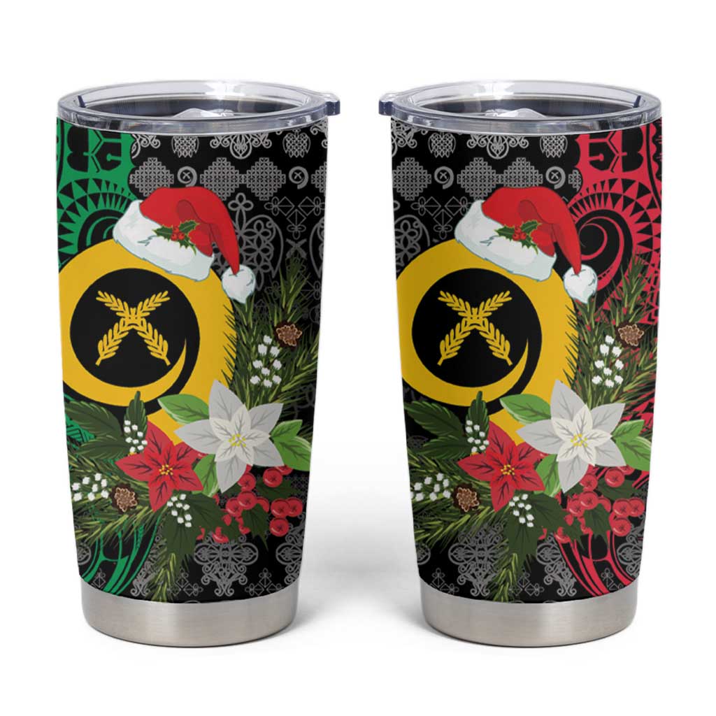 Vanuatu Pig's Tusk Meri Krismas! Tumbler Cup Vanuatuan Ancient Art Spirit - Polynesian Pride