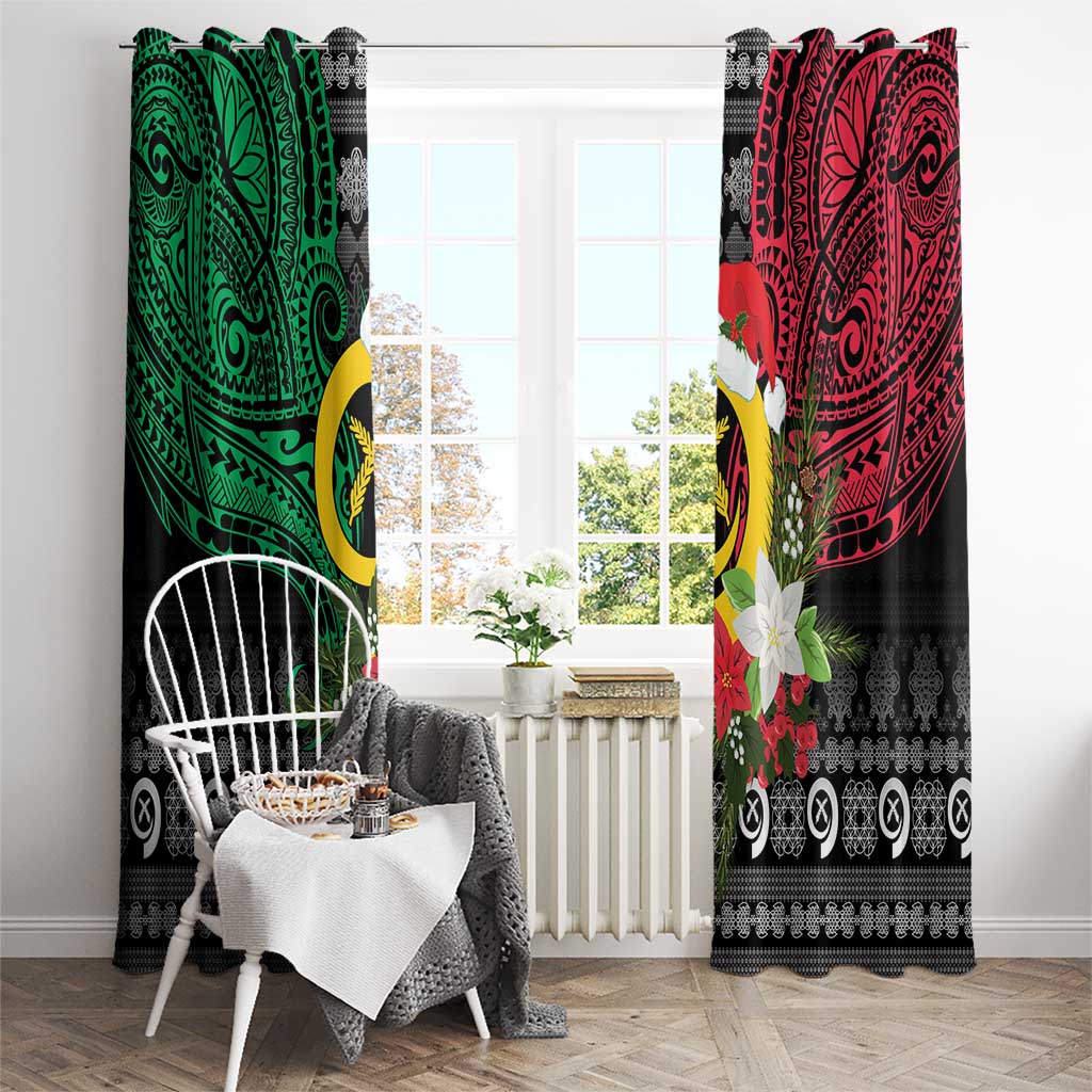Vanuatu Pig's Tusk Meri Krismas! Window Curtain Vanuatuan Ancient Art Spirit - Polynesian Pride