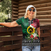 Vanuatu Pig's Tusk Meri Krismas! Women Polo Shirt Vanuatuan Ancient Art Spirit - Polynesian Pride