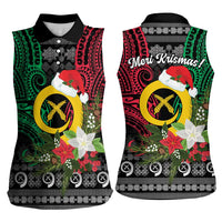 Vanuatu Pig's Tusk Meri Krismas! Women Sleeveless Polo Shirt Vanuatuan Ancient Art Spirit - Polynesian Pride