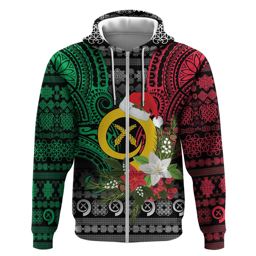 Vanuatu Pig's Tusk Meri Krismas! Zip Hoodie Vanuatuan Ancient Art Spirit - Polynesian Pride