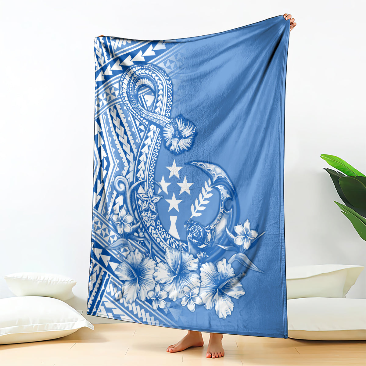 Kosrae Constitution Day Personalised Blanket Kusaie Hook Tattoo Special Polynesian Pattern LT9 Blue - Polynesian Pride