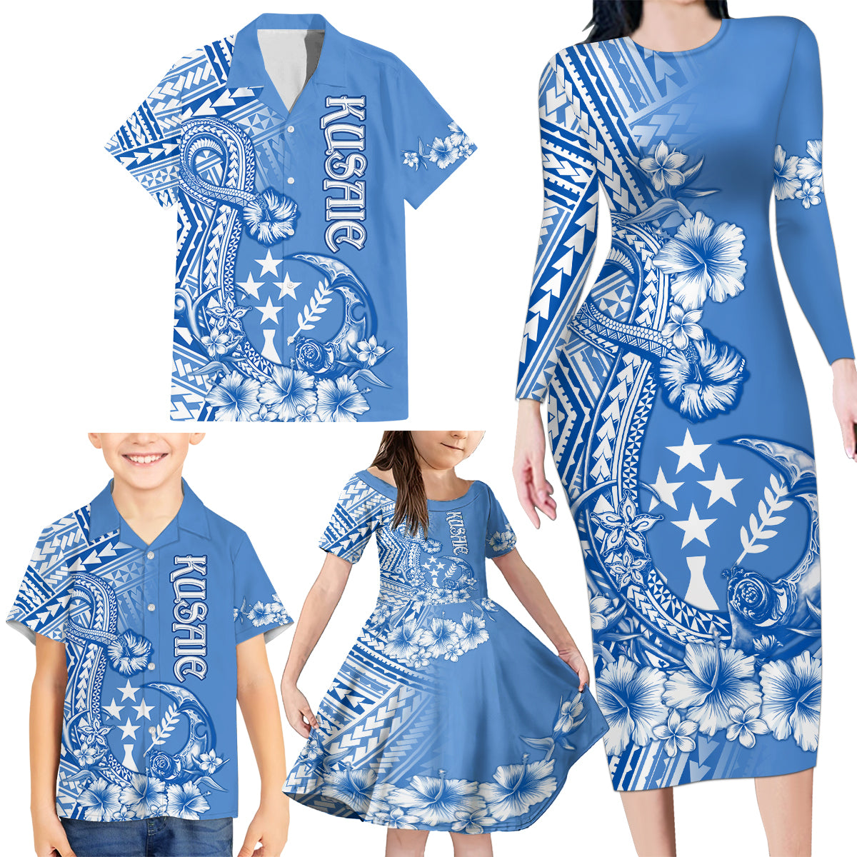 Kosrae Constitution Day Personalised Family Matching Long Sleeve Bodycon Dress and Hawaiian Shirt Kusaie Hook Tattoo Special Polynesian Pattern LT9 - Polynesian Pride