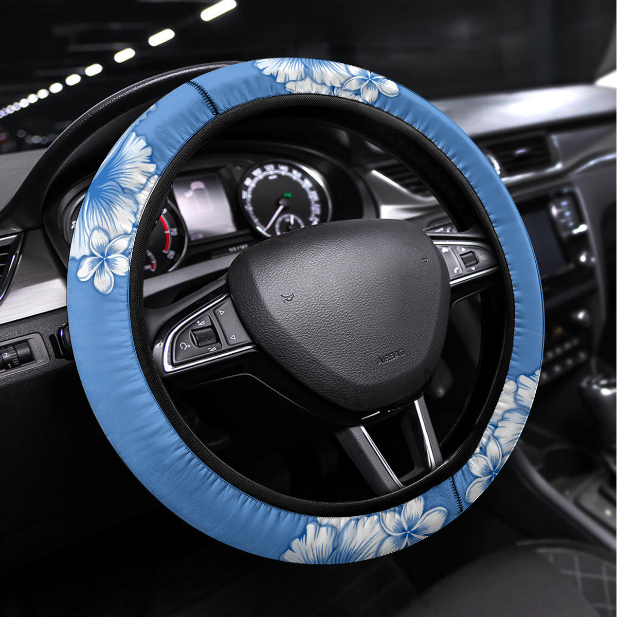 Kosrae Constitution Day Personalised Steering Wheel Cover Kusaie Hook Tattoo Special Polynesian Pattern LT9 Universal Fit Blue - Polynesian Pride