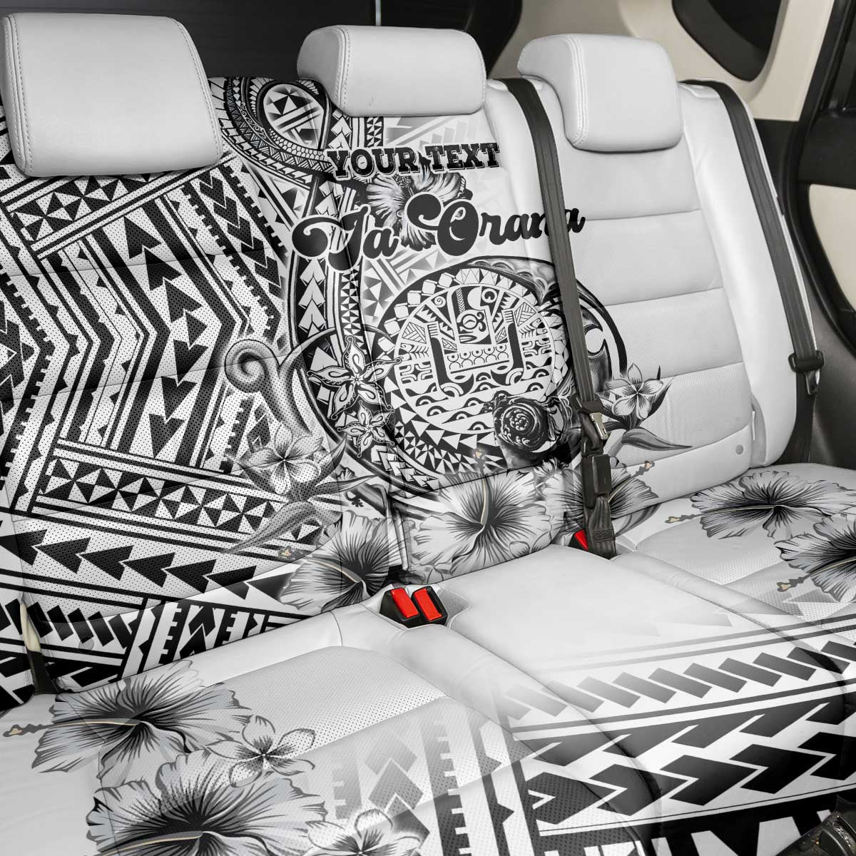 Ia Orana Tahiti Personalised Back Car Seat Cover French Polynesia Hook Tattoo Special White Color LT9