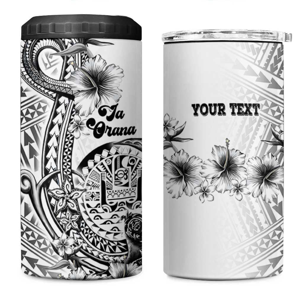 Ia Orana Tahiti Personalised 4 in 1 Can Cooler Tumbler French Polynesia Hook Tattoo Special White Color - Polynesian Pride
