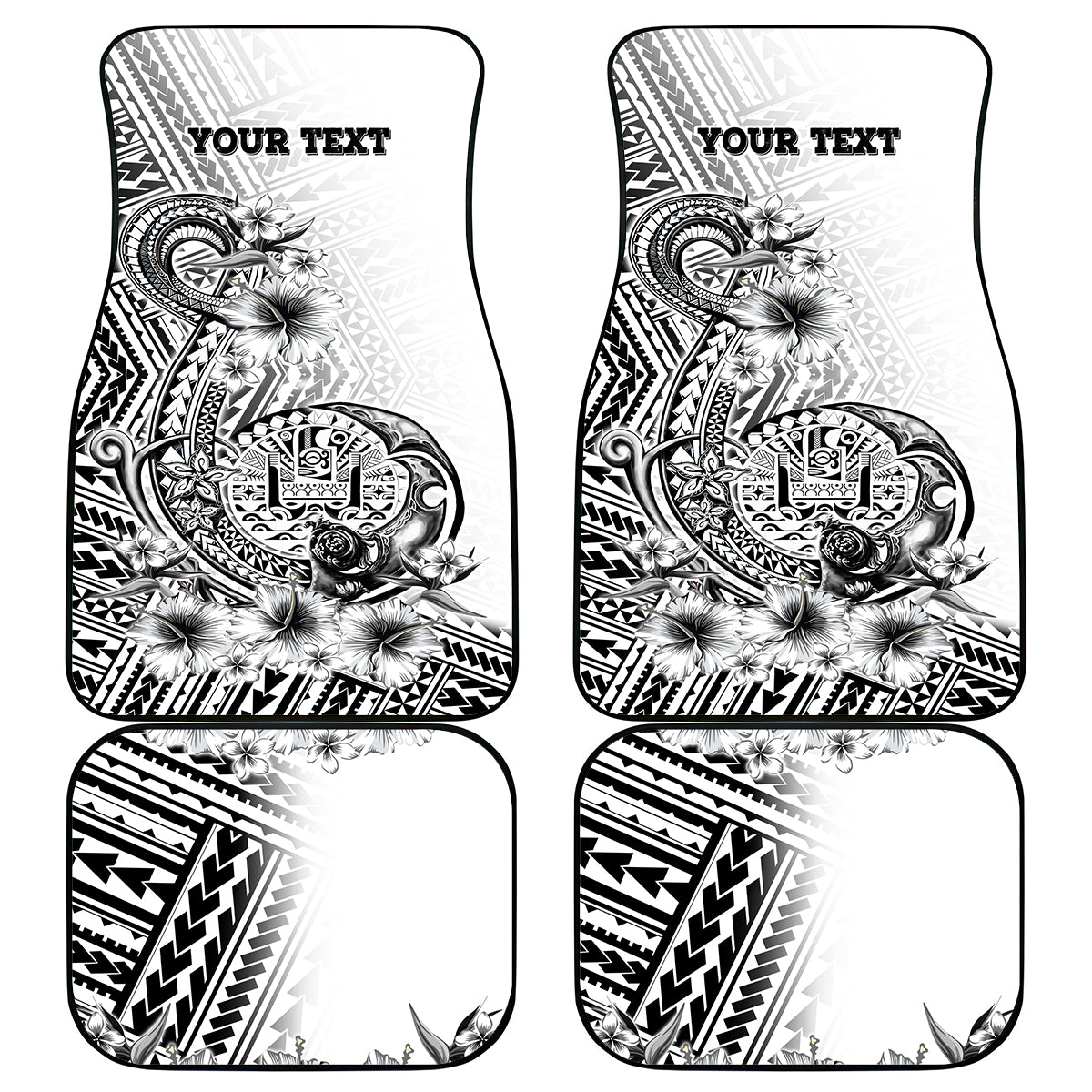 La Orana Tahiti Personalised Car Mats French Polynesia Hook Tattoo Special White Color LT9 White - Polynesian Pride