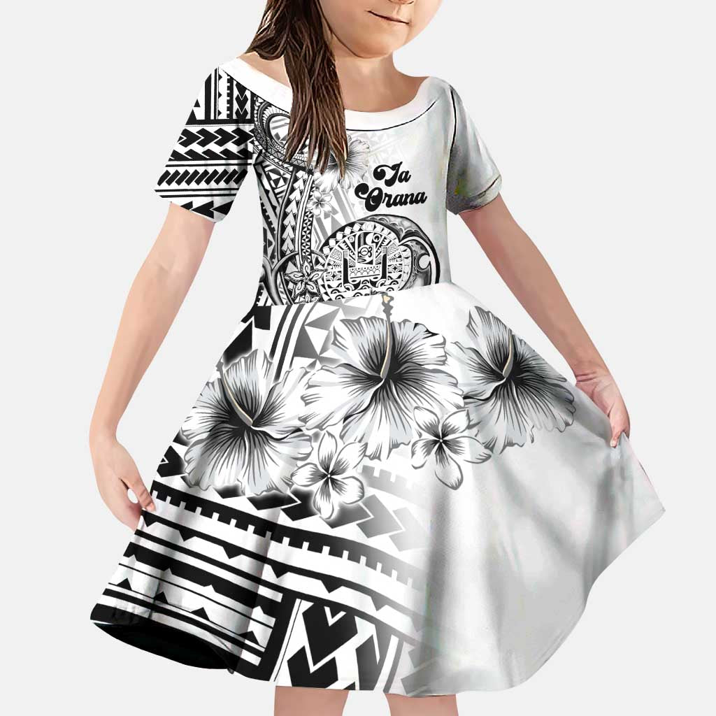 Ia Orana Tahiti Personalised Family Matching Puletasi Dress and Hawaiian Shirt French Polynesia Hook Tattoo Special White Color LT9