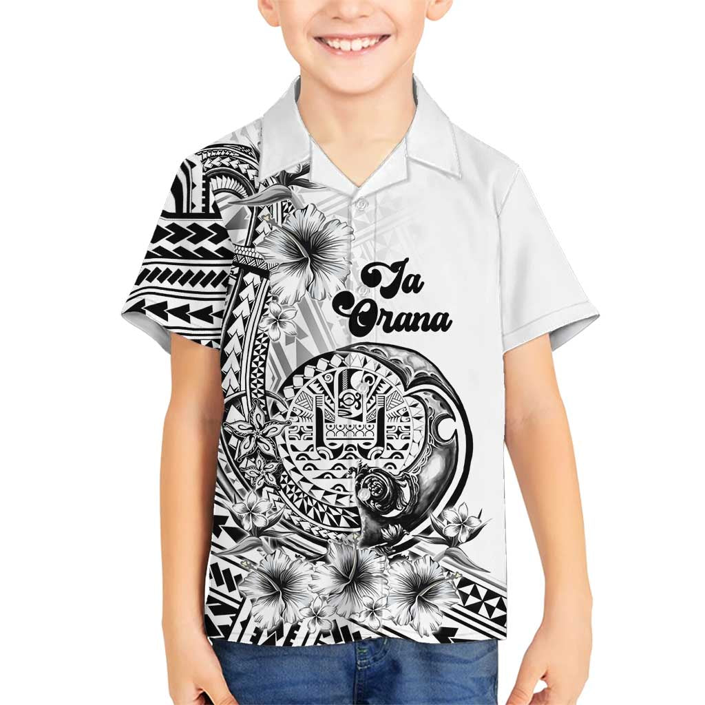 Ia Orana Tahiti Personalised Family Matching Puletasi Dress and Hawaiian Shirt French Polynesia Hook Tattoo Special White Color LT9