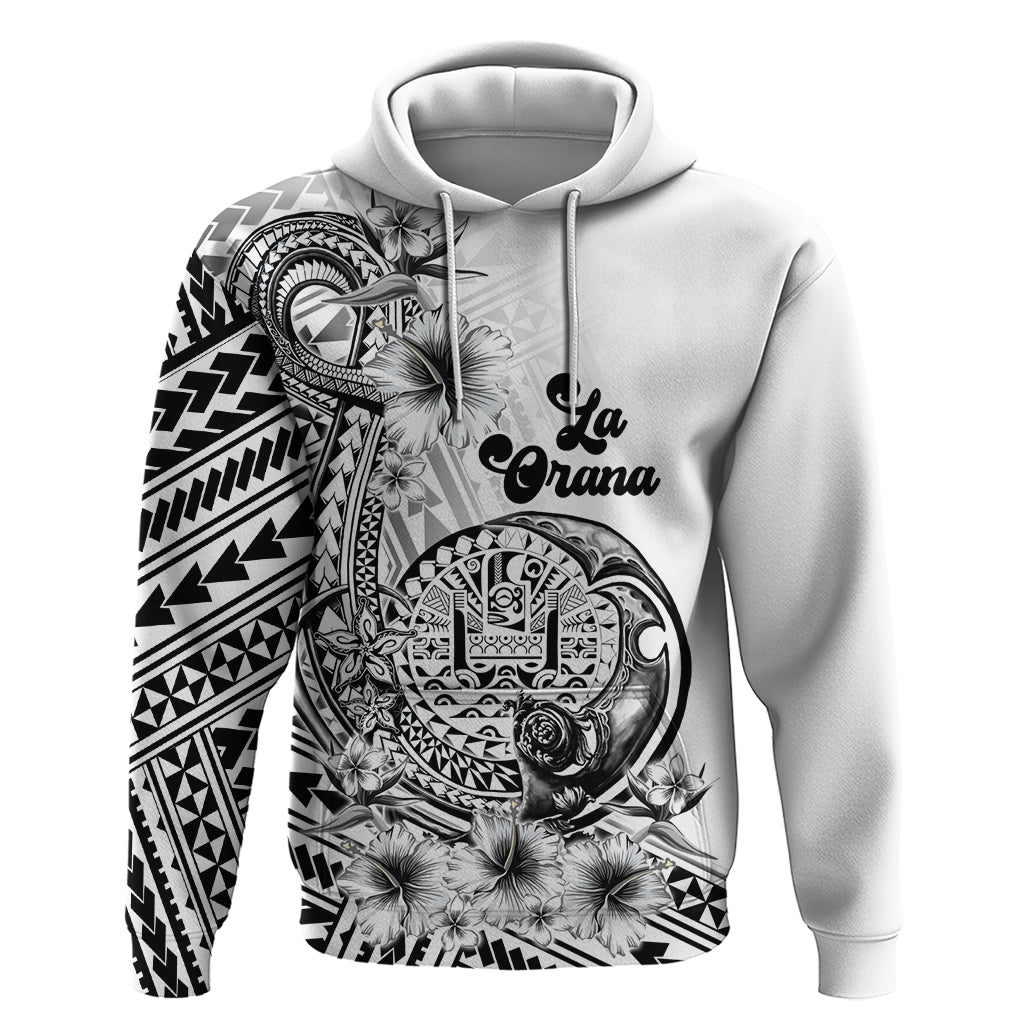 La Orana Tahiti Personalised Hoodie French Polynesia Hook Tattoo Special White Color LT9 Pullover Hoodie White - Polynesian Pride