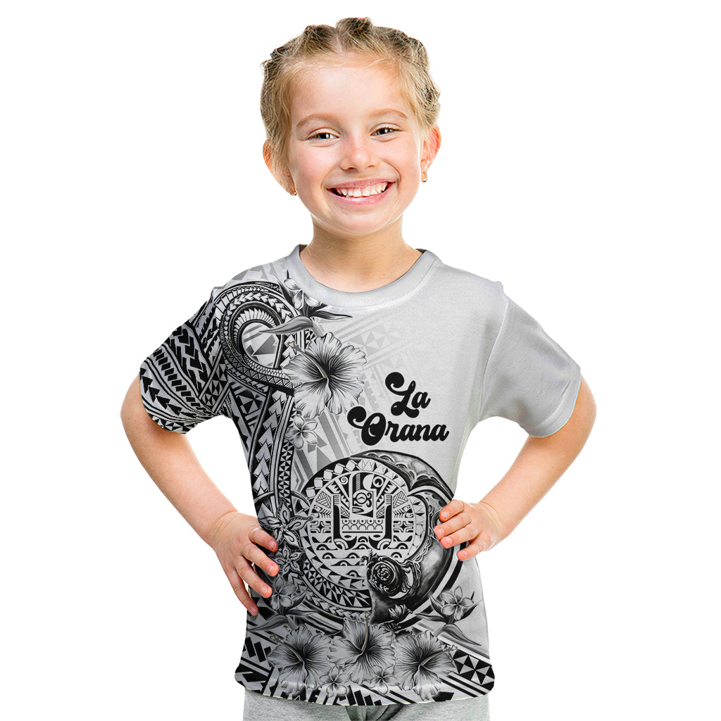 La Orana Tahiti Personalised Kid T Shirt French Polynesia Hook Tattoo Special White Color LT9 White - Polynesian Pride