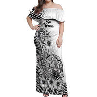 Ia Orana Tahiti Personalised Off Shoulder Maxi Dress French Polynesia Hook Tattoo Special White Color LT9