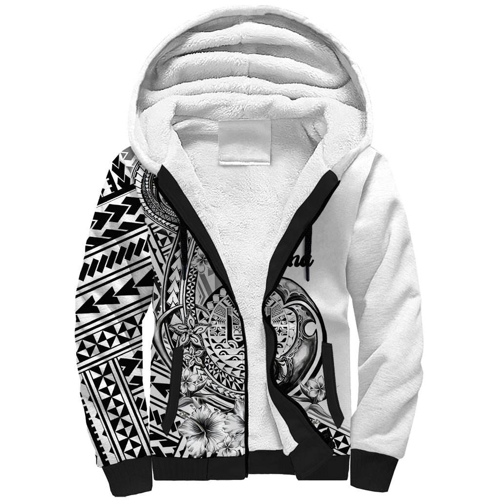 La Orana Tahiti Personalised Sherpa Hoodie French Polynesia Hook Tattoo Special White Color LT9 Unisex White - Polynesian Pride